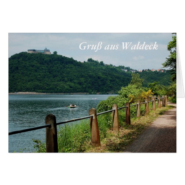 Grußkarte Gruß Waldeck Edersee Ufer mit Schloß (Anverso (Horizontal))