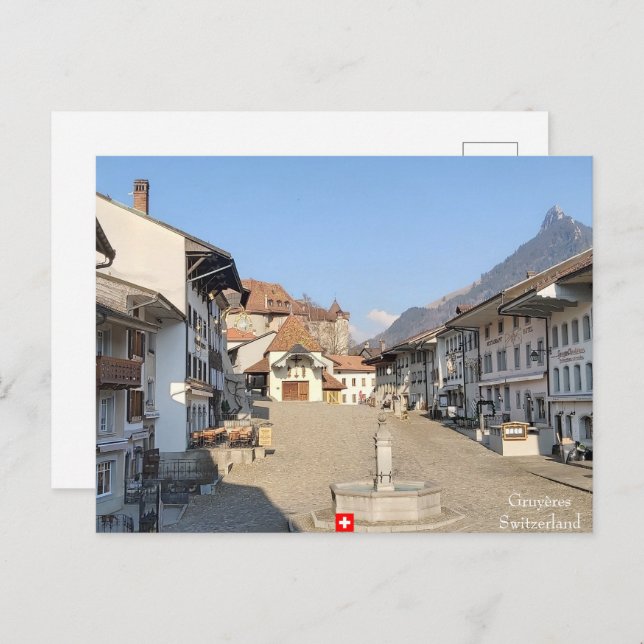 Gruyères, postal de Suiza (Anverso / Reverso)