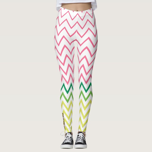 Guac & Glow: Leggings de Chevron Multicolor (Anverso)