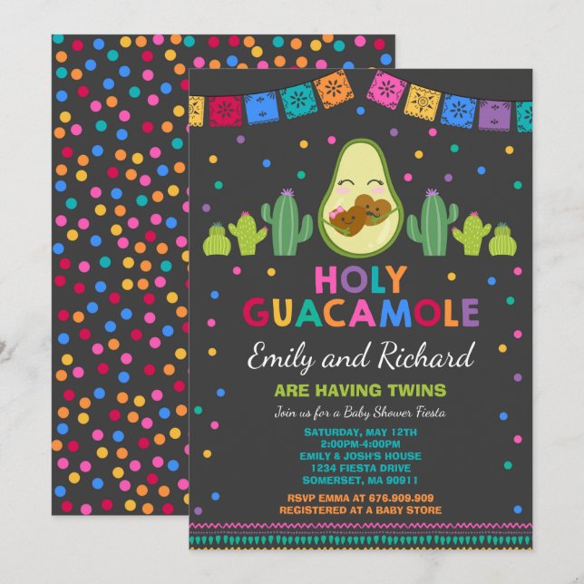 Guacamole santo de la fiesta de la invitación (Anverso / Reverso)
