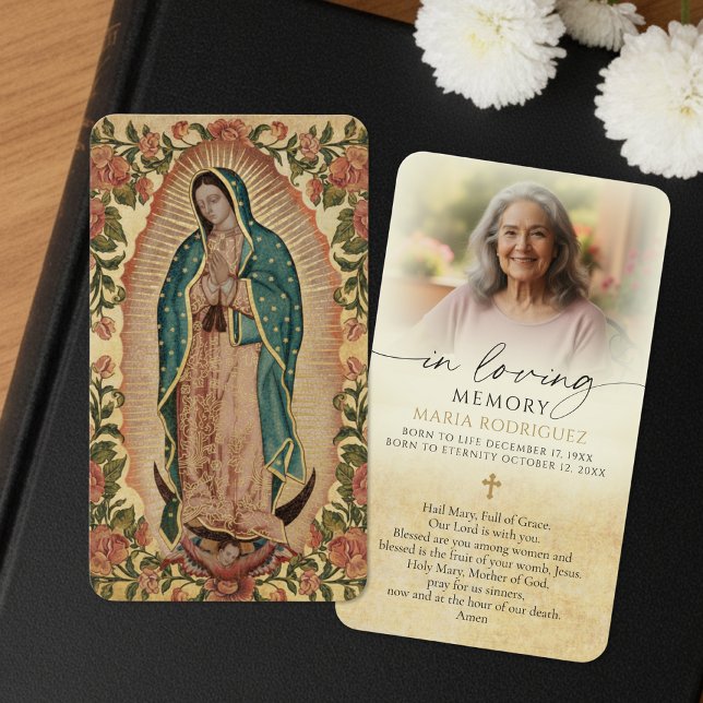 Guadalupe Funeral Catholic Photo Prayer Card (Subido por el creador)