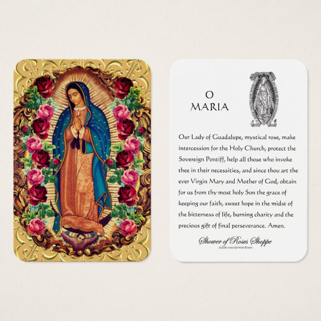 Guadalupe Virgen María Oración Española Tarjeta Sa (Anverso y reverso)