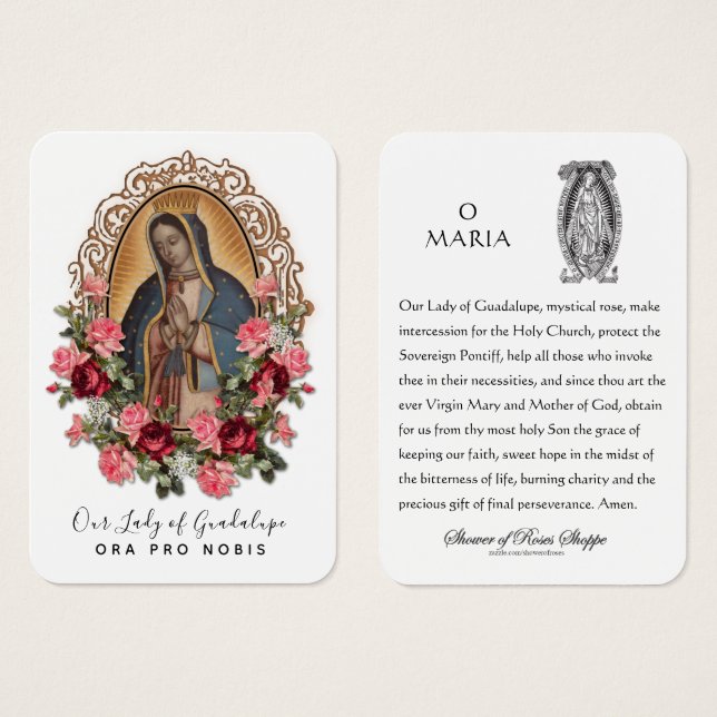 Guadalupe Virgen María Oración Española Tarjeta Sa (Anverso y reverso)
