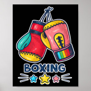 Guantes de boxeo coloridos arte y estrellas