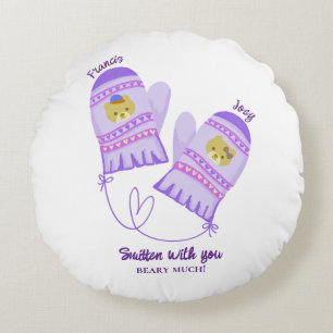 Guantes de oso lindos almohada redonda personaliza