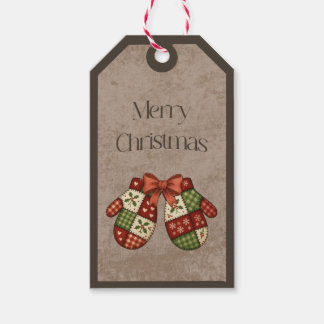 Guantes de parches en colores de Navidad Etiqueta 