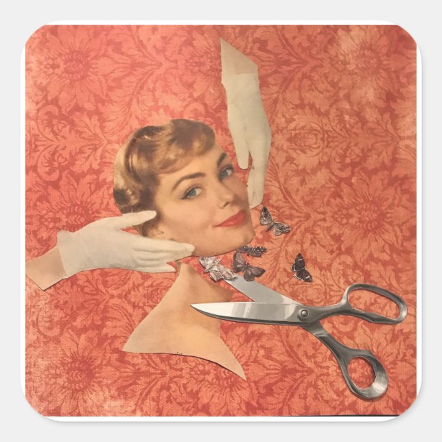 Guantes infantiles, pegatina de collage de cosecha (Anverso)