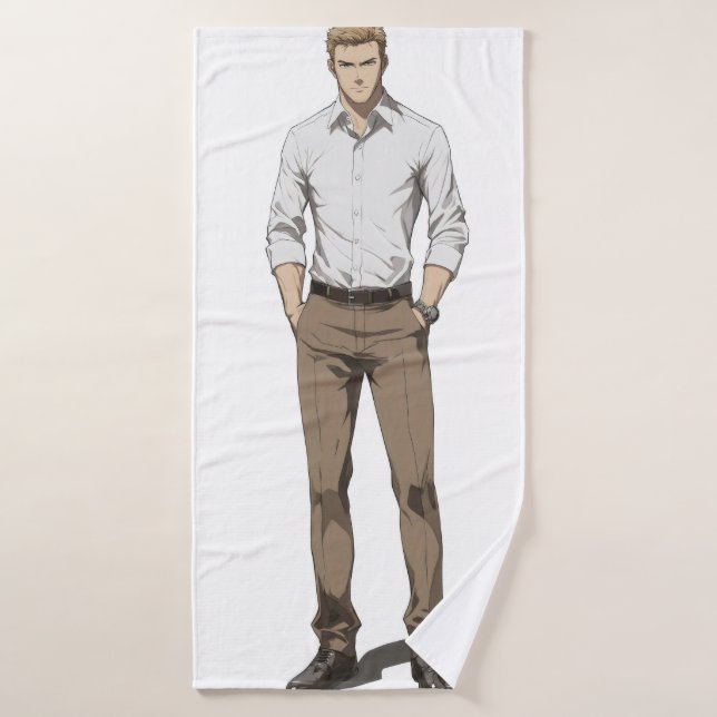 Guapo hombre negro anime (Toalla de baño)