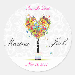 Guarda la fecha lindo boda pegatinas florales A030