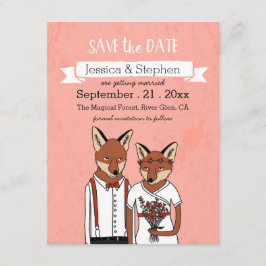 Guarda la Fecha - Tarjeta de Zorros enamorados