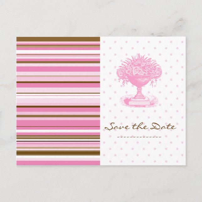 GUARDA LA FECHA, Tarjeta Postal Chic Rosa y Marrón (Anverso)