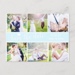 GUARDA LA FECHA Tarjeta Postal de Boda Azul Claro 