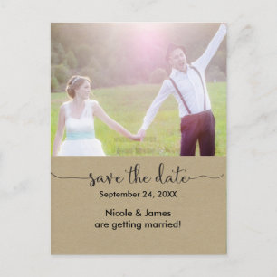 GUARDA LA FECHA Tarjeta postal de boda con foto de