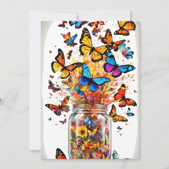 Guarda plano la tarjeta mariposa de fecha (Anverso)