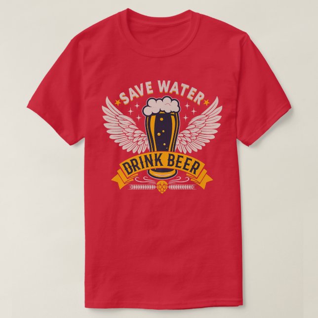 Guardar cerveza de bebida de agua camiseta premium (Diseño del anverso)