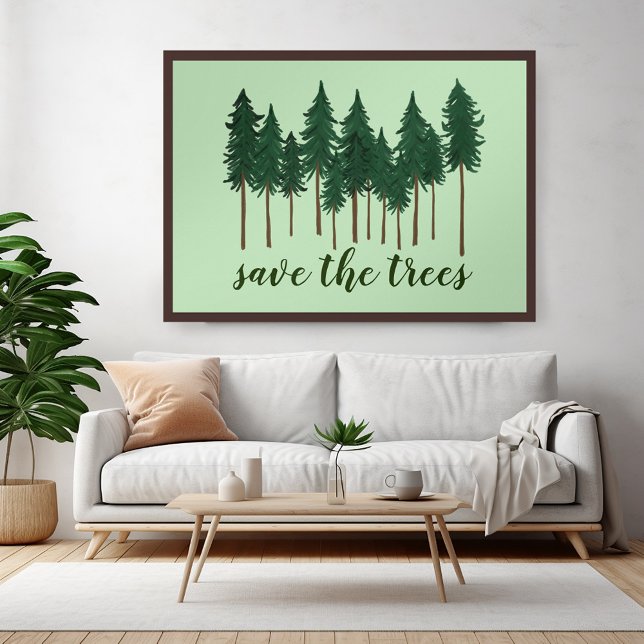 GUARDAR EL arte forestal de los ÁRBOLES (SAVE THE TREES forest art Custom Green Earth Day Poster
)
