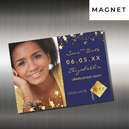 Guardar el imán azul de la fiesta de graduación de