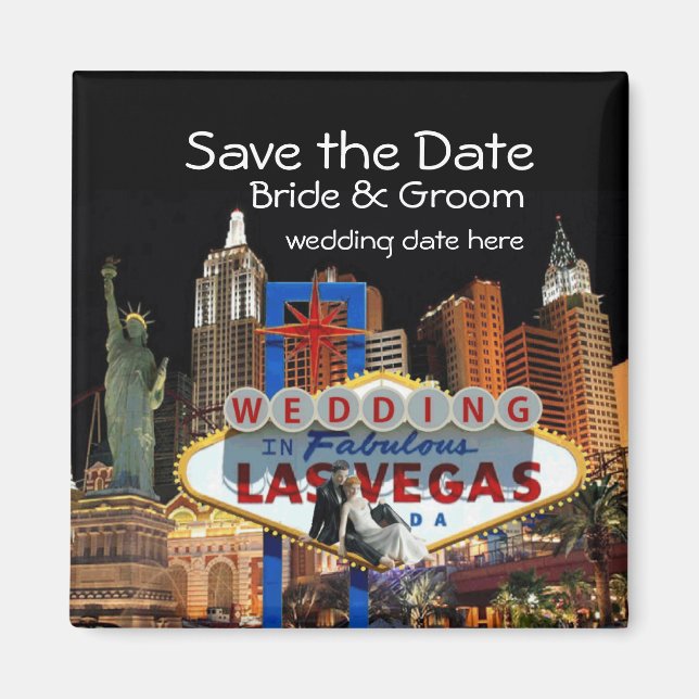 Guardar el imán Boda de fecha de Las Vegas (Frente)