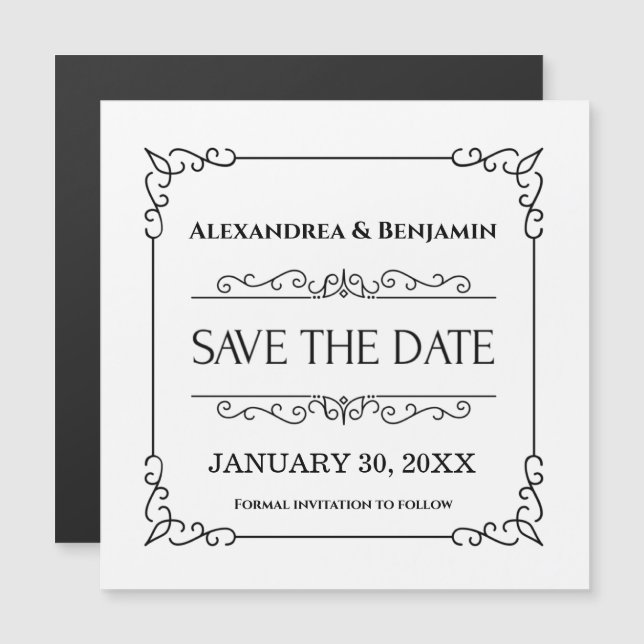 Guardar El Imán Boda Simple De La Fecha Moderno (Anverso/Reverso)