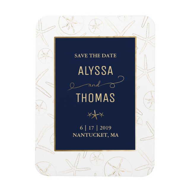 Guardar el imán de fecha - Boda de playa, Starfish (Vertical)