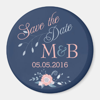 Guardar el imán de fecha Boho boda monograma azul