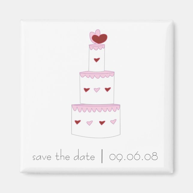 Guardar el imán de fecha con diseño de tarta Boda (Frente)
