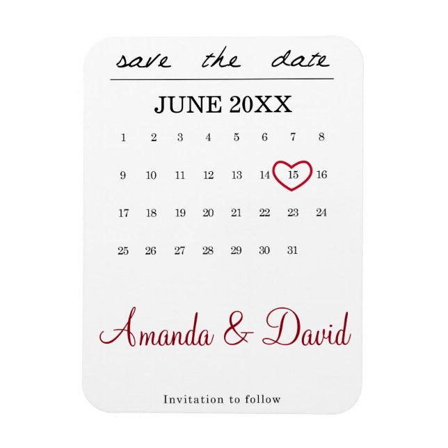 Guardar el imán de fecha - corazón del calendario  (Vertical)