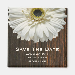 Guardar el imán de fecha - Gerbera blanca y Barnwo