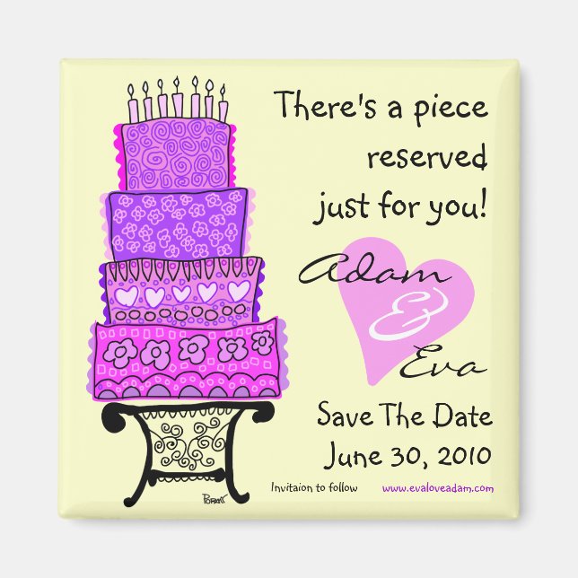 Guardar el imán de tarta del Boda de fecha (Frente)