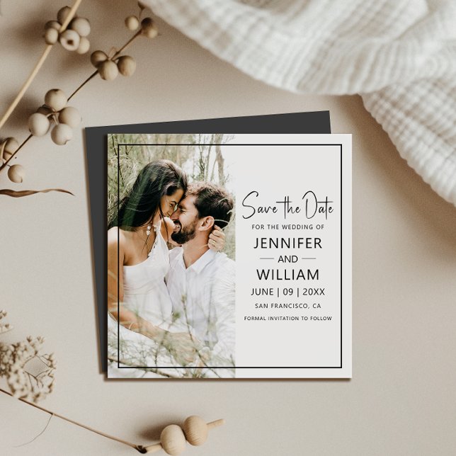 Guardar el magnético del Boda fotográfico clásico  (Make your wedding unforgettable with a Save the Date magnet—stylish, practical, and easy to display!)