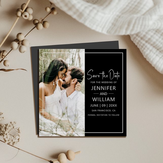 Guardar el magnético del Boda fotográfico clásico  (Make your wedding unforgettable with a Save the Date magnet—stylish, practical, and easy to display!)