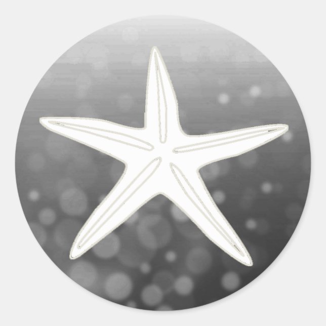 Guardar el Pegatina de Boda de Starfish Negro Date (Anverso)