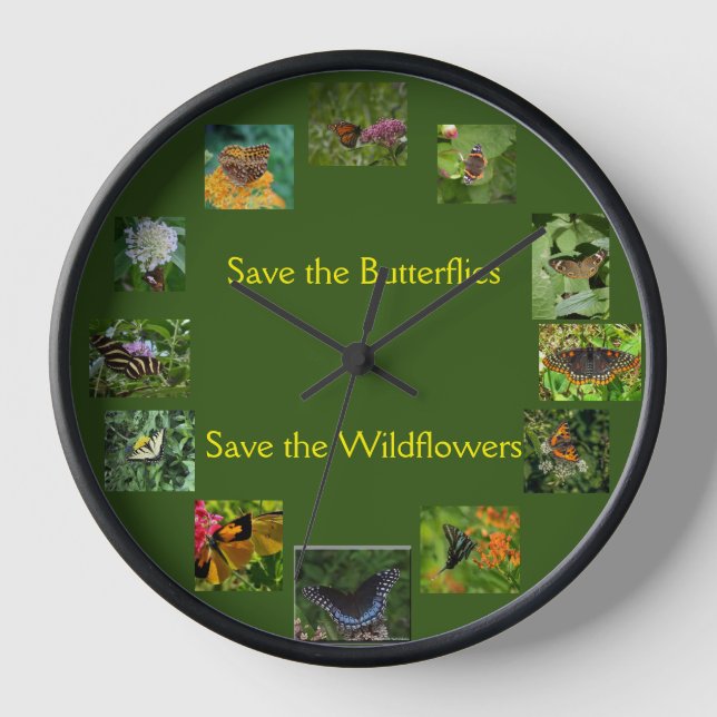 Guardar el reloj de pared de mariposas (Anverso)
