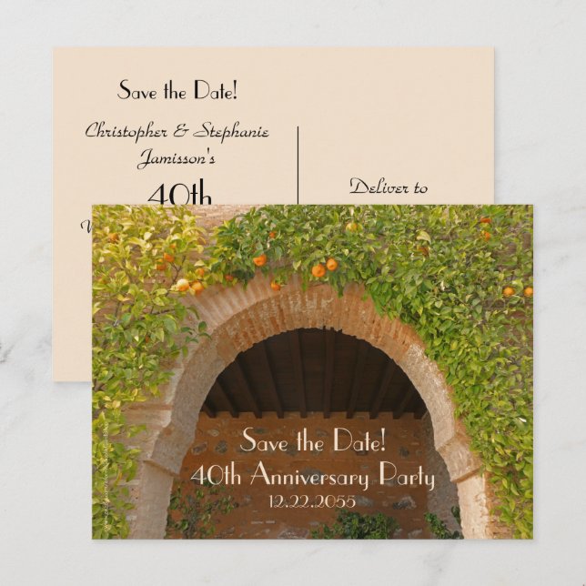 Guardar Fecha Anuncio de 40º Aniversario de Boda (Anverso / Reverso)