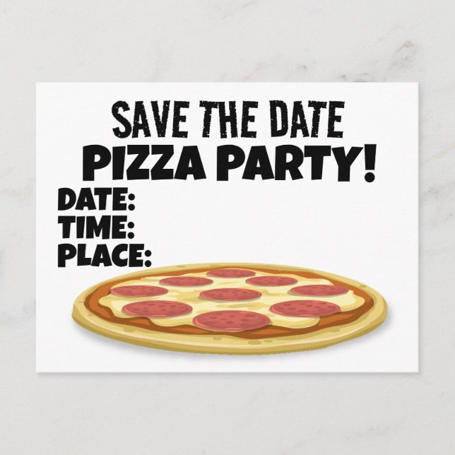GUARDAR FECHA FIESTAS DE PIZZA INVITACIONES Tarjet (Anverso)