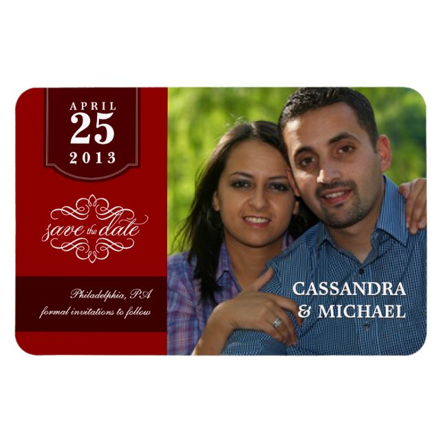 Guardar imanes de fecha de lujo con tu foto (Horizontal)