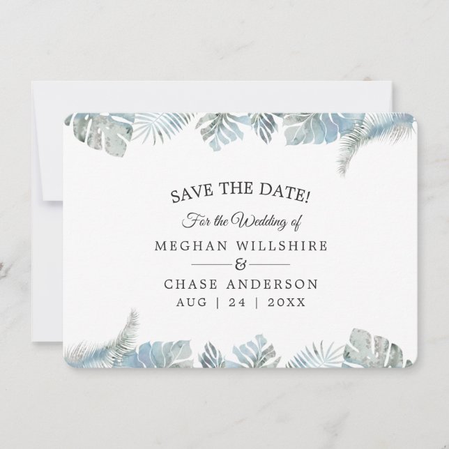 Guardar la acuarela tropical azul turbio y pálido (Anverso)