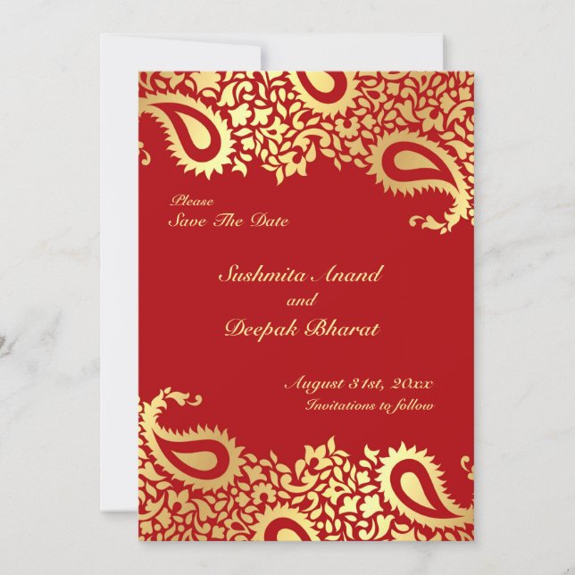 Guardar la elegante tarjeta plana india de Date Pa (Anverso)