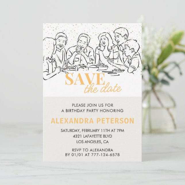 Guardar la fecha 67 invitaciones de cumpleaños Cen (Anverso de pie)