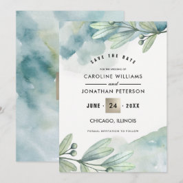 Guardar la fecha. Anuncio de boda botánico