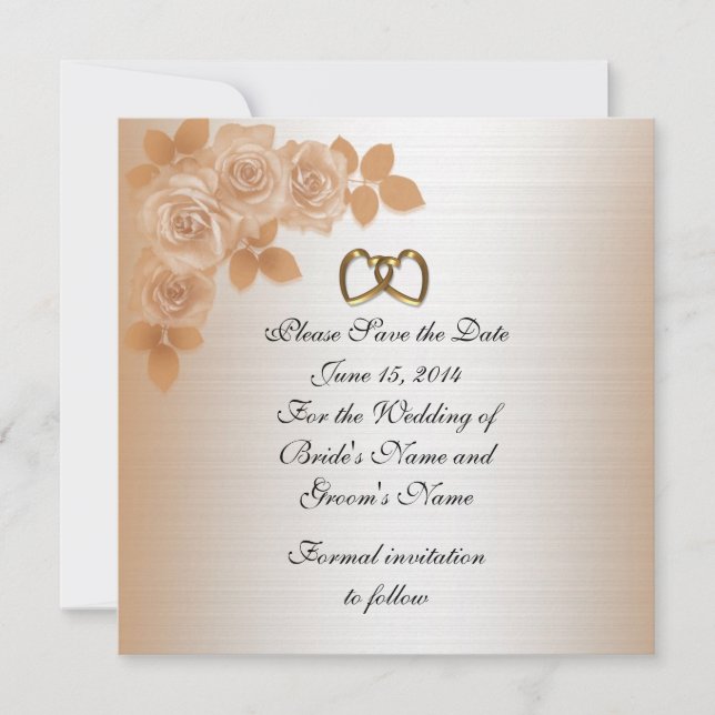 Guardar la fecha Anuncio de boda elegante rosas (Anverso)