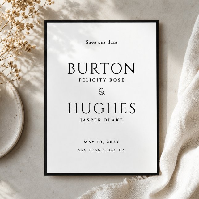 Guardar la Fecha | Anuncio de Boda Tarjeta de 5x7 (Bold wedding announcement cards with timeless styling and your custom event details)