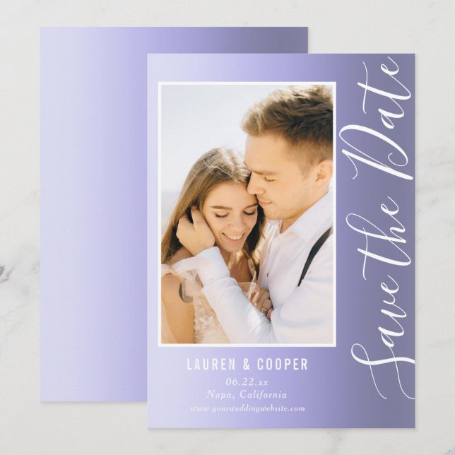 Guardar La Fecha Azul Estilo Guión Boda Moderno (Anverso / Reverso)