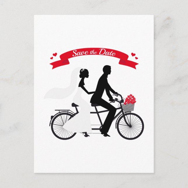 Guardar la fecha, bicicleta tándem de invitación d (Anverso)