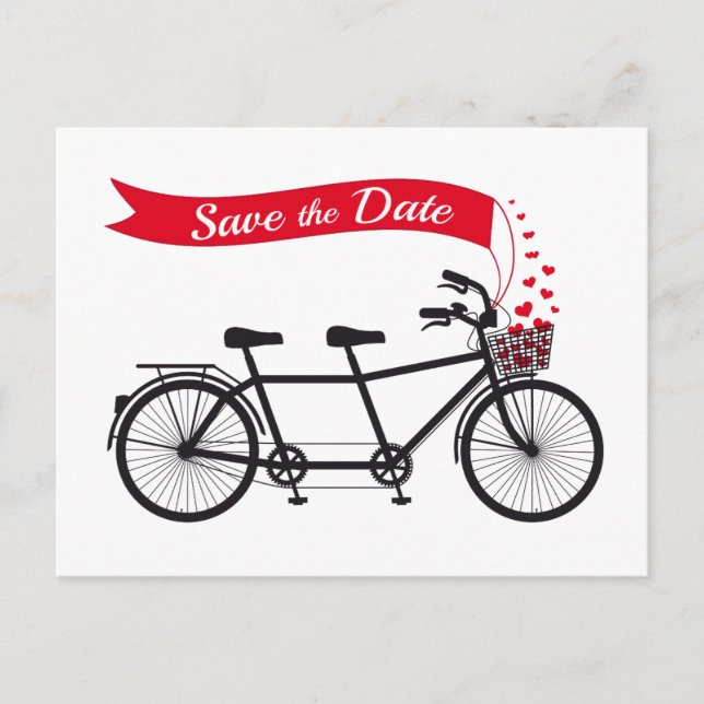 Guardar la fecha, bicicleta tándem invitación a la (Anverso)