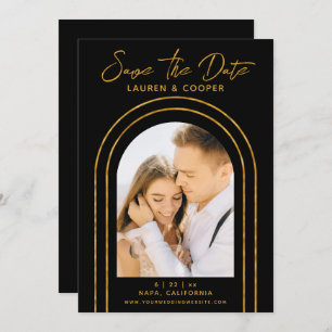 Guardar la fecha Black Gold Elegante Art Deco Boda