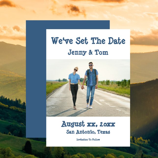 Guardar La Fecha Boda De Fotos Invitación Casual (Save The Date Photo Wedding Announcement Casual)