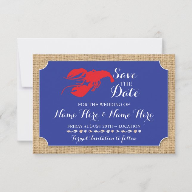 Guardar La Fecha Boda Invitación De La Langosta De (Anverso)