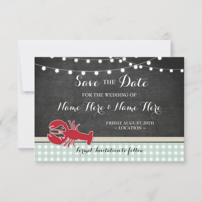 Guardar La Fecha Boda Invitación De La Langosta De (Anverso)