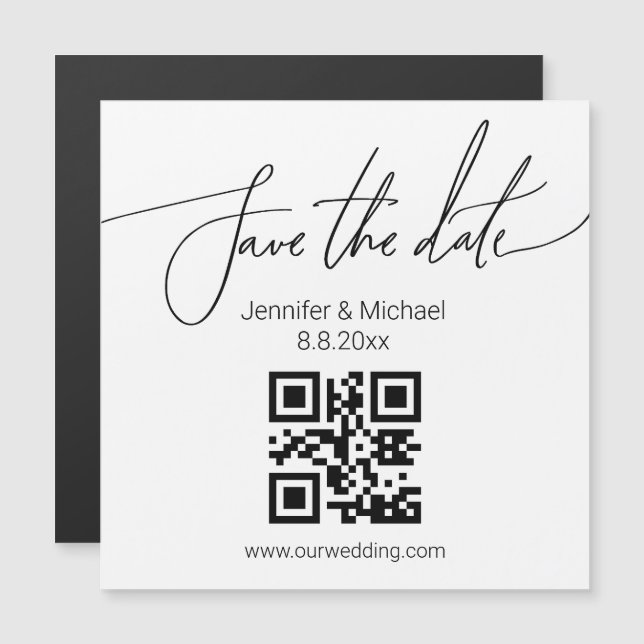guardar la fecha código qr imán de boda simple (Anverso/Reverso)